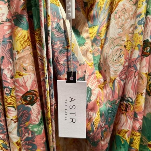 NWT Gala Bustier Cross Strap Midi Dress Color: Coral yellow floral Size XL - Picture 12 of 12